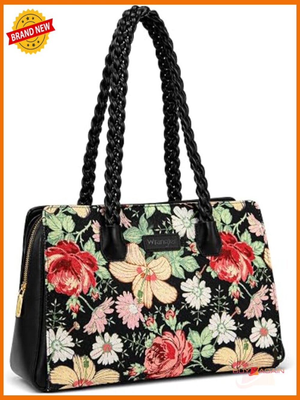 Western Floral Braided Satchel Tote Purse for Women